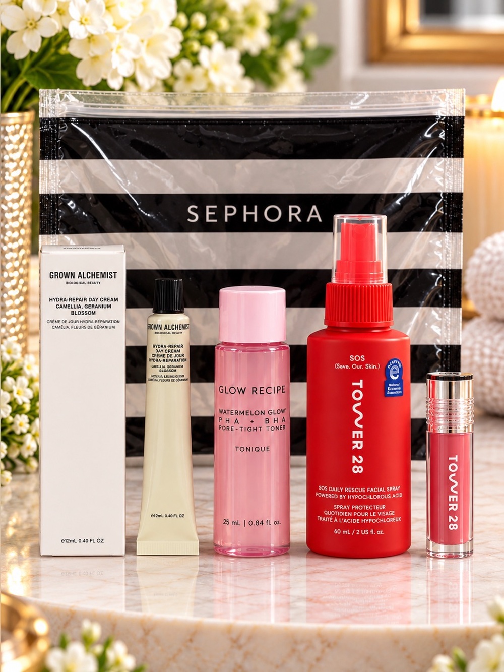 Sephora Beauty Bundle Glow Recipe Tower 28 Grown Alchemist 5pc